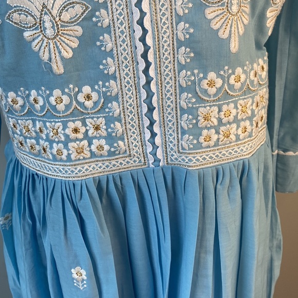 Designer Indian cotton Kurti top Nehra style cut embroidered - Picture 3 of 7